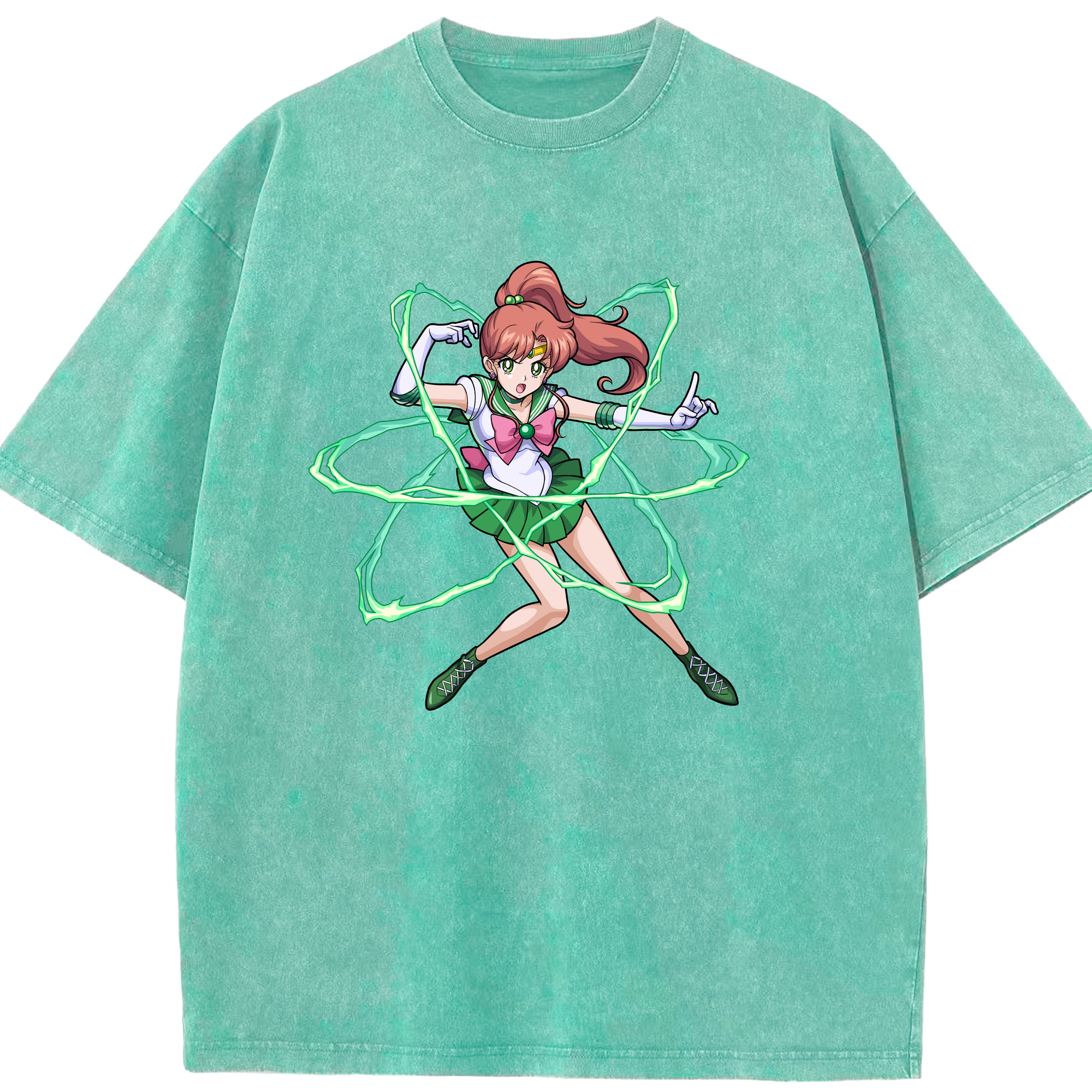 （画像用） 美少女戦士セーラームーン 木野 まこと きの まこと Sailor Moon Kino Makoto （セーラージュピター；Sailor Jupiter） 綿100% ヴィンテージ風 半袖Tシャツ（フロントプリント）